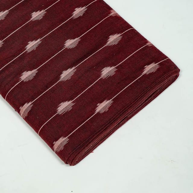 Maroon Colour Cotton Ikat Fabric
