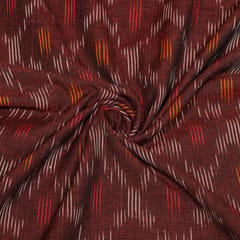 Maroon Colour Cotton Ikat Fabric