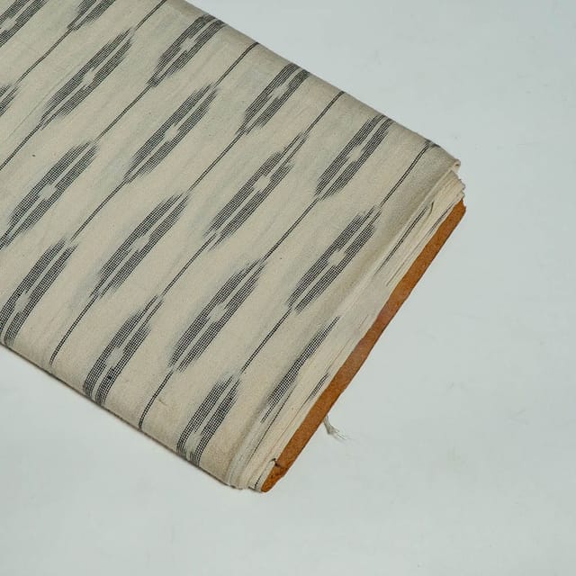 White Colour Cotton Ikat Fabric