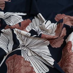 Black Color Cambric Cotton One Side Border Printed Fabric