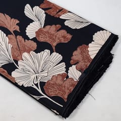 Black Color Cambric Cotton One Side Border Printed Fabric