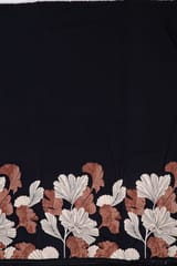 Black Color Cambric Cotton One Side Border Printed Fabric