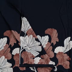Black Color Cambric Cotton One Side Border Printed Fabric