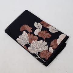 Black Color Cambric Cotton One Side Border Printed Fabric