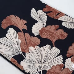 Black Color Cambric Cotton One Side Border Printed Fabric