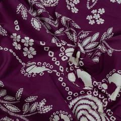 Wine Color Cambric Cotton One Side Border Printed Fabric