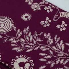 Wine Color Cambric Cotton One Side Border Printed Fabric
