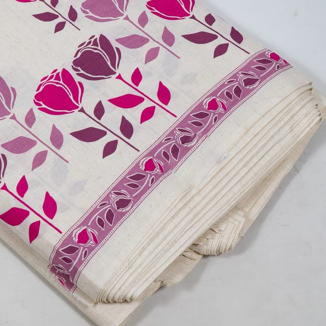 Lavender Color Cotton Flex Printed One Side Border Fabric