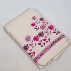 Lavender Color Cotton Flex Printed One Side Border Fabric