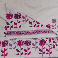 Lavender Color Cotton Flex Printed One Side Border Fabric