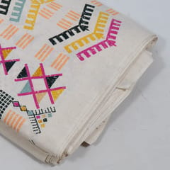 Peach Color Cotton Flex Printed One Side Border Fabric