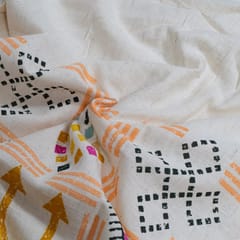 Peach Color Cotton Flex Printed One Side Border Fabric