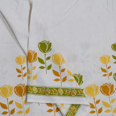 Green Color Cotton Flex Printed One Side Border Fabric