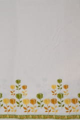 Green Color Cotton Flex Printed One Side Border Fabric