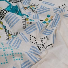 Blue Color Cotton Flex Printed One Side Border Fabric
