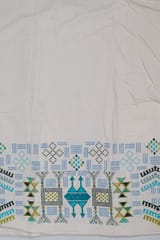 Blue Color Cotton Flex Printed One Side Border Fabric