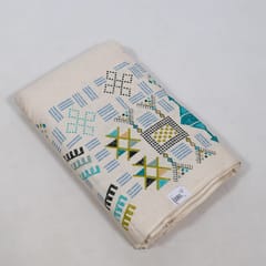 Blue Color Cotton Flex Printed One Side Border Fabric