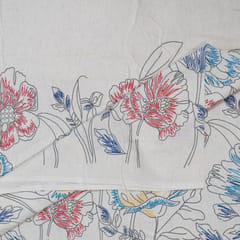 Blue Color Cotton Flex Printed One Side Border Fabric