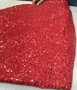 Red Georgette Sequin Embroidered Fabric