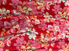 Peach Floral Viscose Organza Fabric