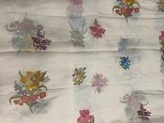 Purple Floral Viscose Organza Fabric