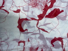 White Multicolor Abstract Viscose Organza