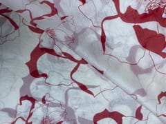 White Multicolor Abstract Viscose Organza