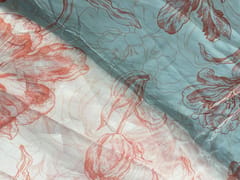 Sea Green Yellow Floral Viscose Organza Fabric