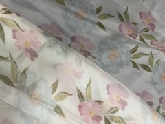 Orange Floral Viscose Organza Fabric