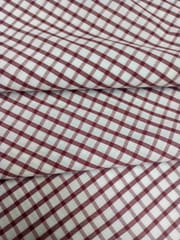 Maroon Checks Yarn Dyed Plain Weave Cotton Fabric