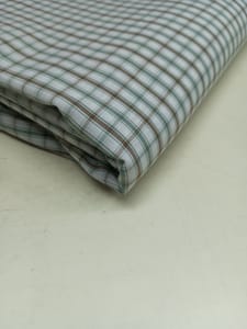 Olive Checks Yarn Dyed Plain Weave Cotton Fabric