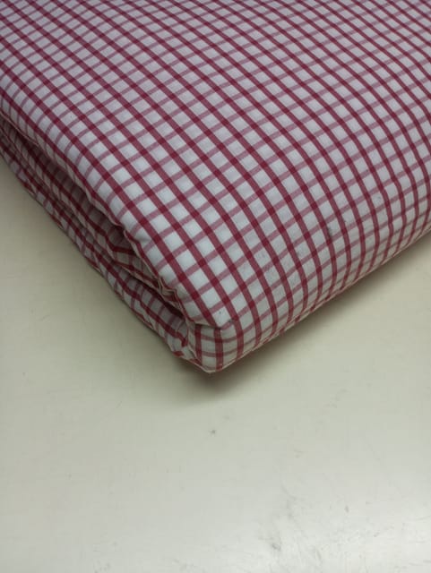 Maroon Checks Yarn Dyed Plain Weave Cotton Fabric