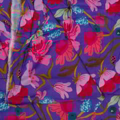 Purple Color Cotton Rayon Crepe Digital Printed Fabric