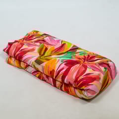 Peach Color Cotton Rayon Crepe Digital Printed Fabric
