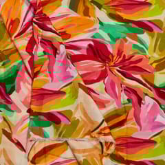 Peach Color Cotton Rayon Crepe Digital Printed Fabric