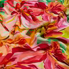 Peach Color Cotton Rayon Crepe Digital Printed Fabric