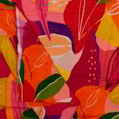Orange Color Cotton Rayon Crepe Digital Printed Fabric