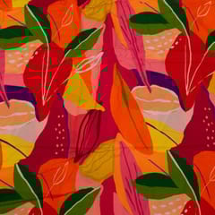 Orange Color Cotton Rayon Crepe Digital Printed Fabric