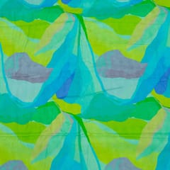 Sea Green Color Cotton Rayon Crepe Digital Printed Fabric