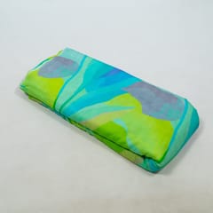 Sea Green Color Cotton Rayon Crepe Digital Printed Fabric