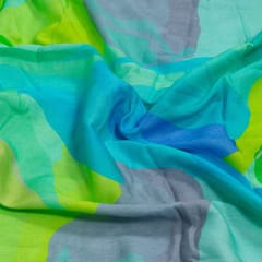 Sea Green Color Cotton Rayon Crepe Digital Printed Fabric