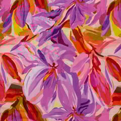 Purple Color Cotton Rayon Crepe Digital Printed Fabric