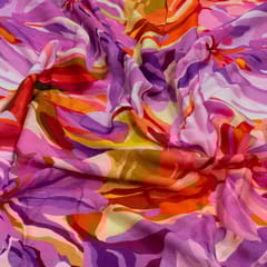 Purple Color Cotton Rayon Crepe Digital Printed Fabric