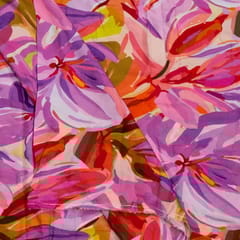 Purple Color Cotton Rayon Crepe Digital Printed Fabric