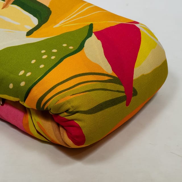 Green Color Cotton Rayon Crepe Digital Printed Fabric