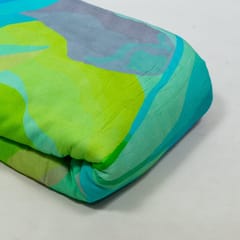 Sea Green Color Cotton Rayon Crepe Digital Printed Fabric