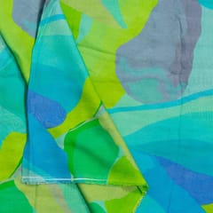 Sea Green Color Cotton Rayon Crepe Digital Printed Fabric