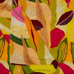 Green Color Cotton Rayon Crepe Digital Printed Fabric