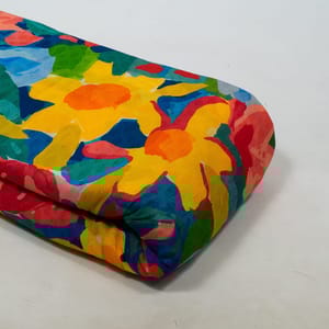 Blue Color Cotton Rayon Crepe Digital Printed Fabric