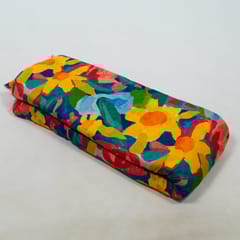 Blue Color Cotton Rayon Crepe Digital Printed Fabric